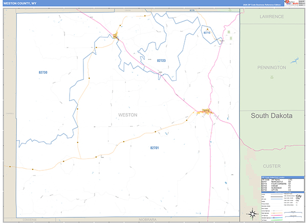 Weston County, WY Zip Code Map