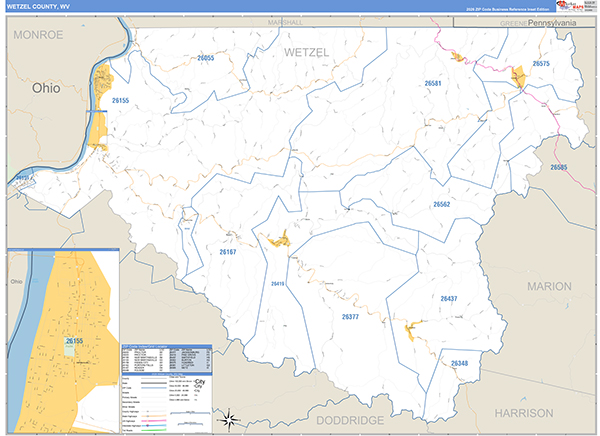 Wetzel County, WV Zip Code Map