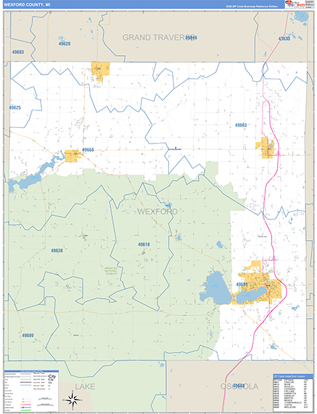 Wexford County, MI Zip Code Map