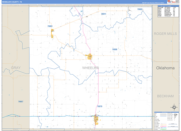 Wheeler County, TX Zip Code Map