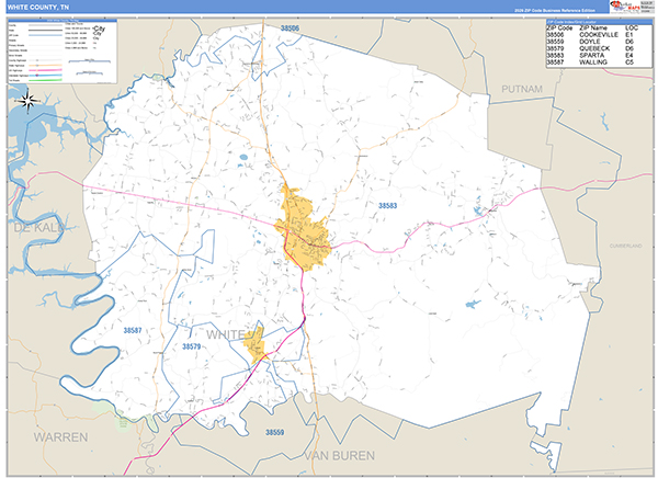 White County, TN Zip Code Map