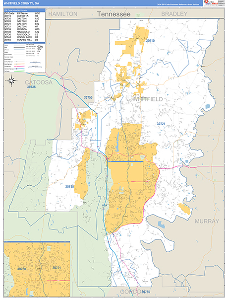 Whitfield County, GA Zip Code Map