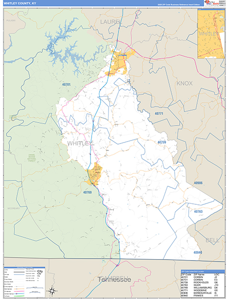 Whitley County, KY Zip Code Map