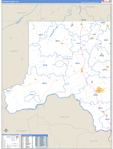 Whitman County, WA Zip Code Map