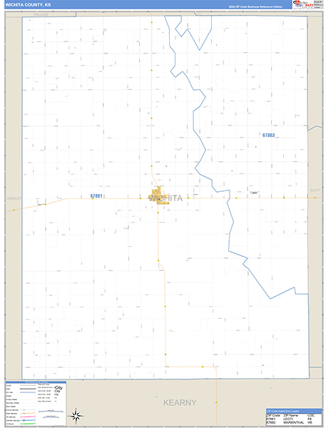 Wichita County, KS Zip Code Wall Map