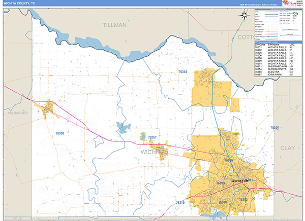 Wichita County, TX Zip Code Map