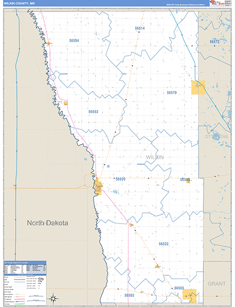 Wilkin County, MN Zip Code Map