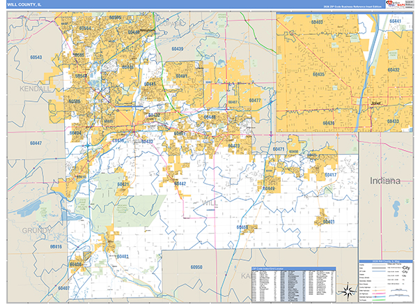 Will County, IL Zip Code Map