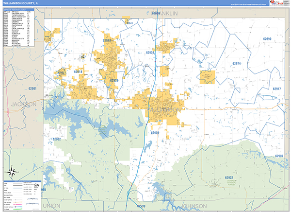 Williamson County, IL Carrier Route Wall Map