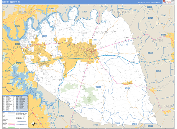 Wilson County, TN Zip Code Map