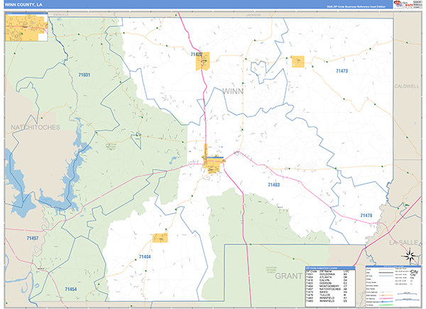 Winn Parish (County), LA Wall Map Basic Style