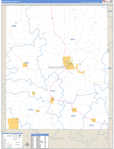 Winneshiek County, IA Zip Code Wall Map