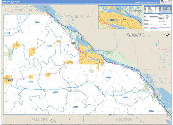 Winona County, MN Zip Code Map