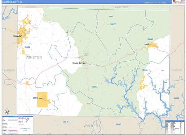 Winston County, AL Zip Code Map