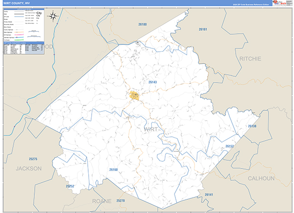 Wirt County, WV Zip Code Map