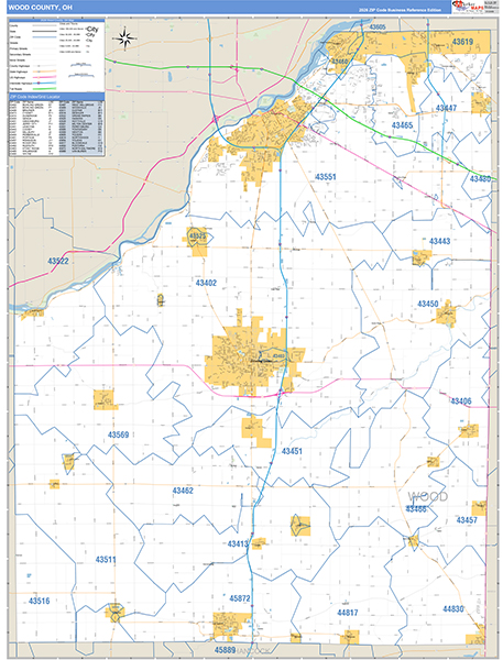 Wood County, OH Zip Code Map