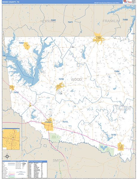 Wood County, TX Zip Code Map