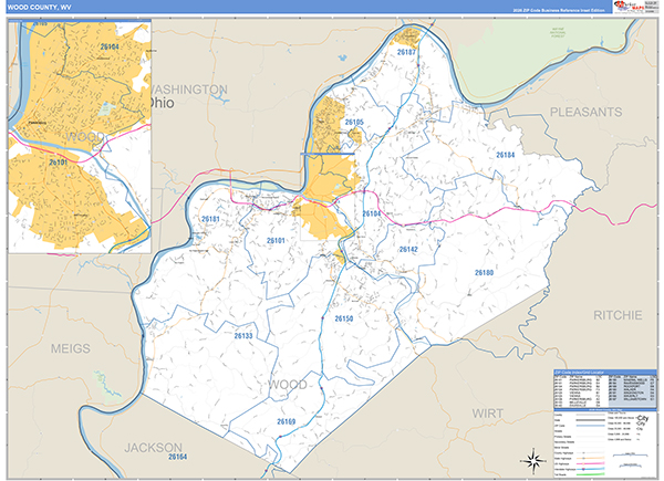 Wood County, WV Zip Code Map