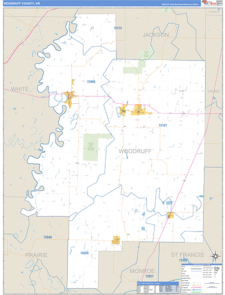 Woodruff County, AR Zip Code Map