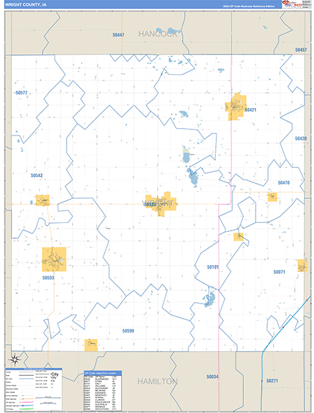 Wright County, IA Zip Code Wall Map
