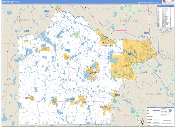 Wright County, MN Zip Code Map