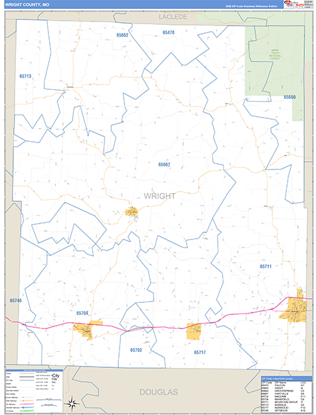 Wright County, MO Map Basic Style
