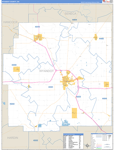 Wyandot County, OH Zip Code Map