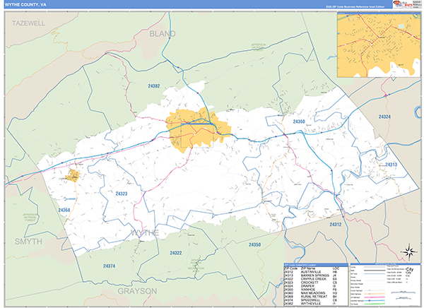 Wythe County, VA Zip Code Map