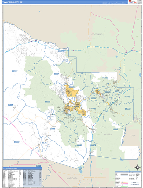 Yavapai County, AZ Zip Code Map