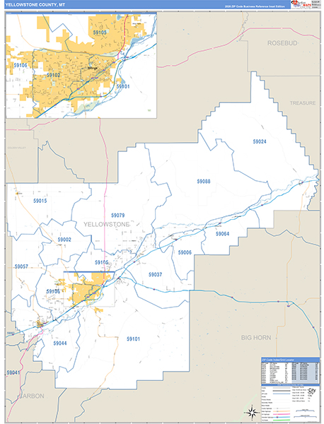 Yellowstone County, MT Zip Code Wall Map