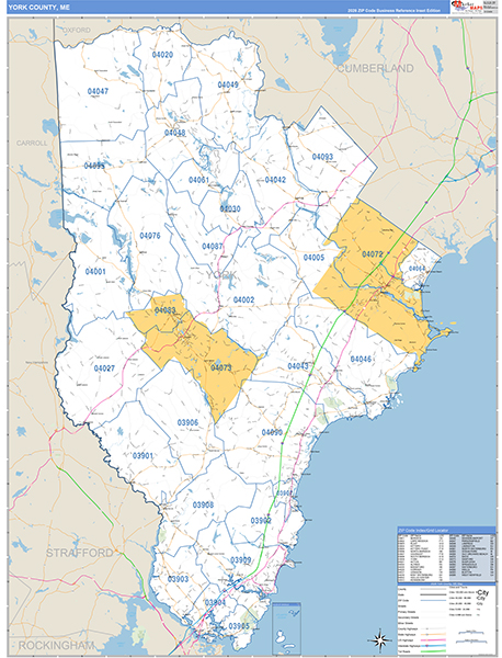 York County, ME Wall Map Basic Style