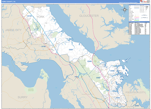 York County, VA Zip Code Map