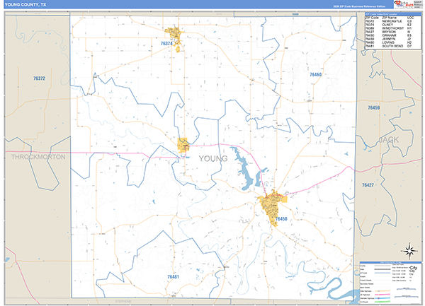 Young County, TX Zip Code Map