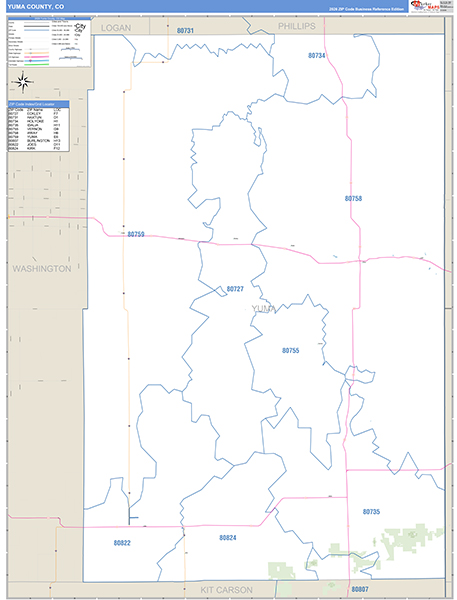 Yuma County, CO Zip Code Map