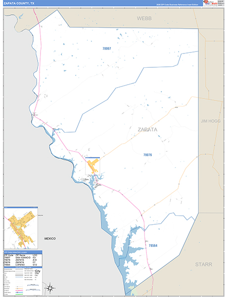 Zapata County, TX Zip Code Map
