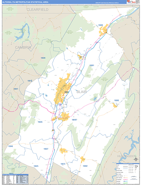 Altoona Metro Area Wall Map