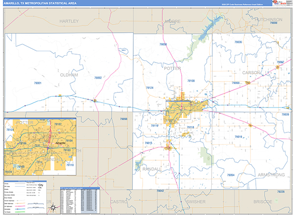 Amarillo Metro Area Wall Map
