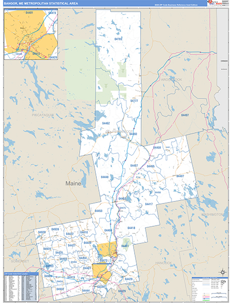 Bangor Metro Area Wall Map Basic Style