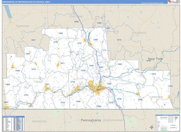 Binghamton Metro Area Wall Map