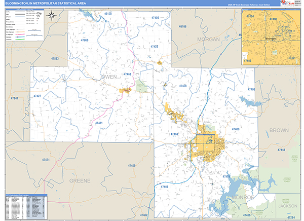 Bloomington Metro Area Wall Map