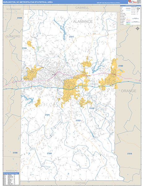 Burlington Metro Area Wall Map