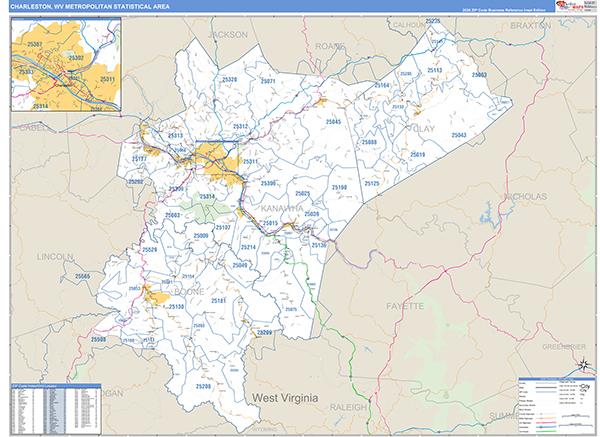 Charleston Metro Area Wall Map