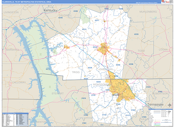Clarksville Metro Area Wall Map