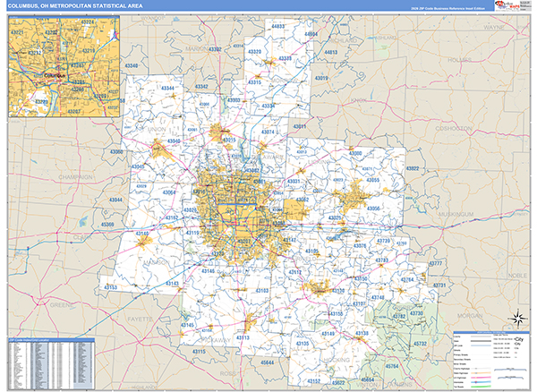 Columbus Metro Area Wall Map