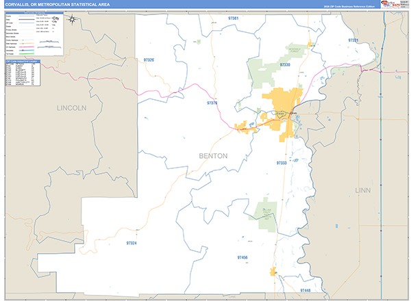 Corvalis Metro Area Wall Map