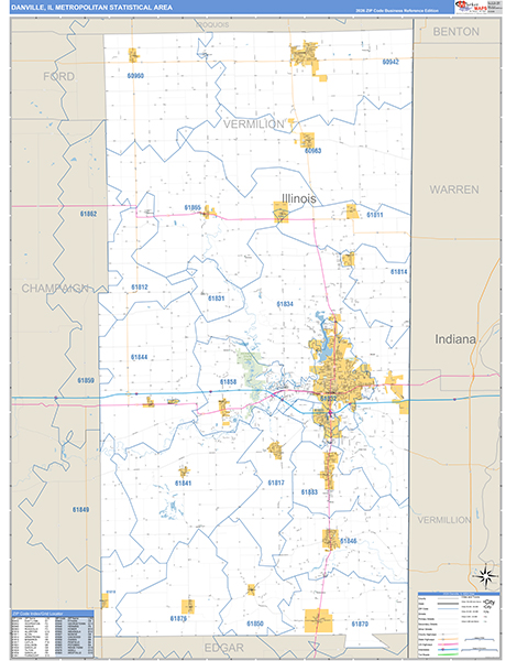 Danville Metro Area Wall Map