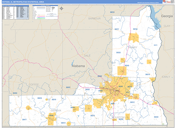 Dothan Metro Area Wall Map