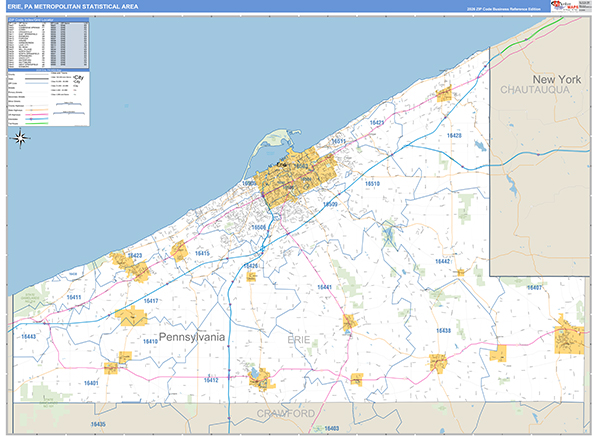 Erie Metro Area Wall Map