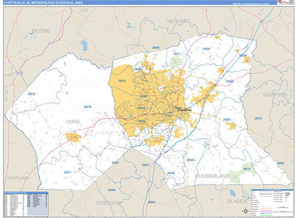 Fayetteville Metro Area Wall Map