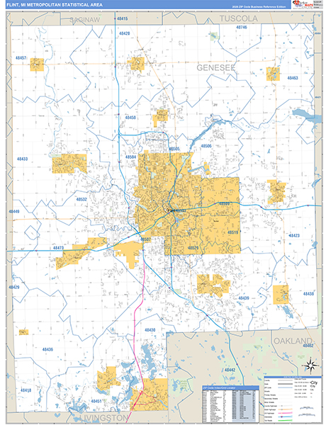 Flint Metro Area Wall Map